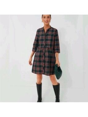 Tuckernut women’s Royal shirt dress Highland Tartan plaid size large holiday